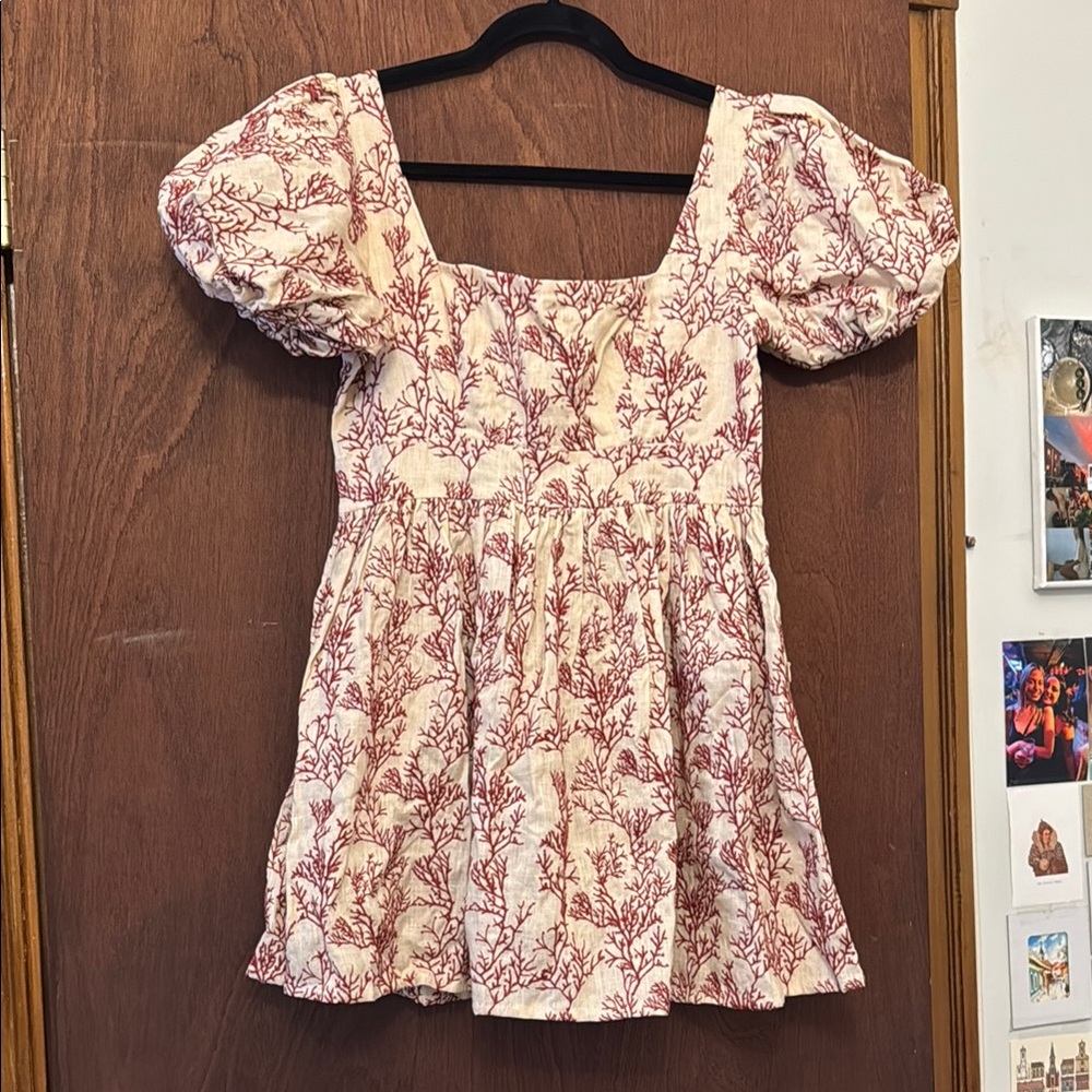100% Linen Puff Sleeve Dress